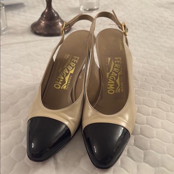 50% off 
Salvatore Ferragamo Beige and Black Women's sling backpumps - Picture 1 of 8